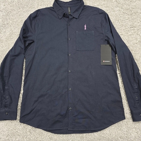 Lululemon All Town Buttondown Shirt Mens XL Blue Button Up Long Sleeve Logo - Picture 2 of 12